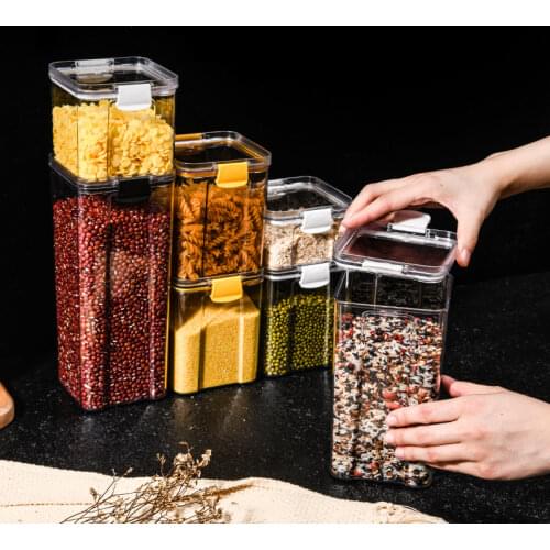 460-1800ml Different Capacity Plastic Sealed Cans Kitchen Storage Box Transparent Food Canister Keep Fresh New Clear Container