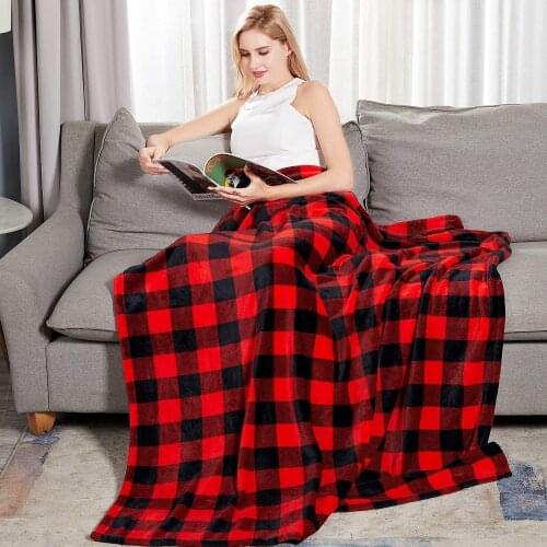 Plaid for Beds Coral Fleece Blankets Gray Color Plaids Single/Queen/King Flannel Bedspreads Soft Warm Blankets for Bed