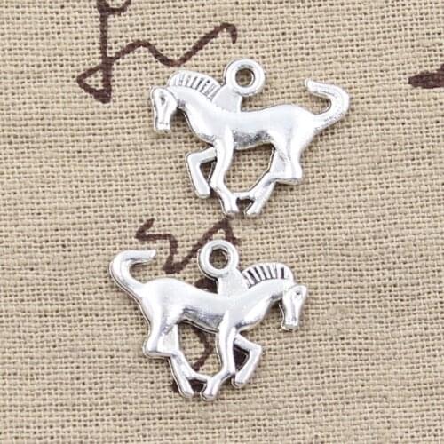 15pcs Charms Running Horse Steed 17x22mm Antique Silver Color Pendants Making DIY Handmade Tibetan Finding Jewelry