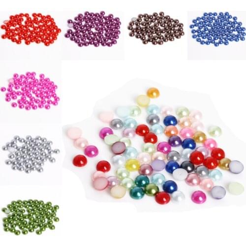 200pcs 8mm Multicolor Plastic Acrylic ABS Imitation Pearl Half Round Flatback Beads For DIY Jewelry Findings Making