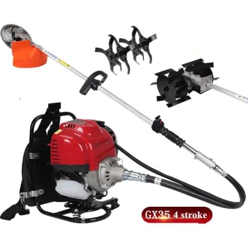 GX35 Backpack Brush cutter 4 stroke 3 in 1 Multi Petrol strimmer Grass cutter cultivator grass cutter
