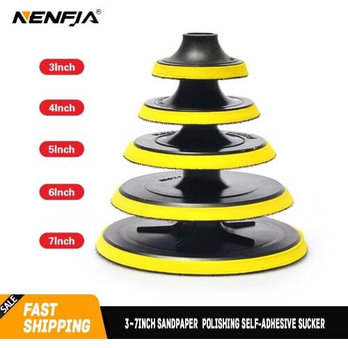 3~7inch Sandpaper Sucker Polishing Self-adhesive Disc & Drill Rod Backing Pad Plate Car Polisher Bonnet Dia. 80-180mm Paint Care
