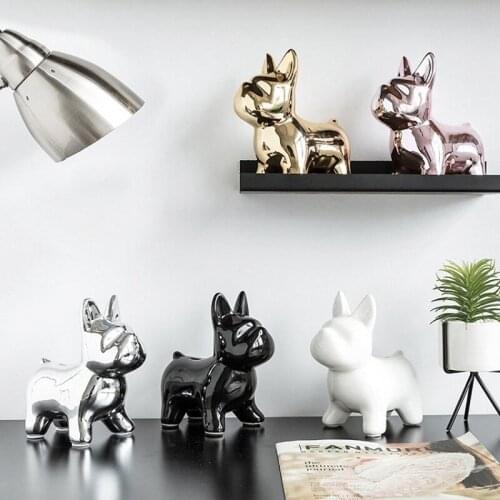 Nordic Ceramic Bulldog Piggy Coin Bank Creative Cute Animal Decoration Living Room Crafted Desktop Bed Shelf 5-color Money Box