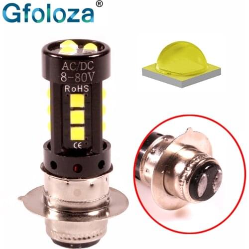 Gfoloza H6M PX15D P15D LED Motorcycle Headlight 2000LM LED Moto Moped Scooter Head Fog Lamp White 6000K 12-80V