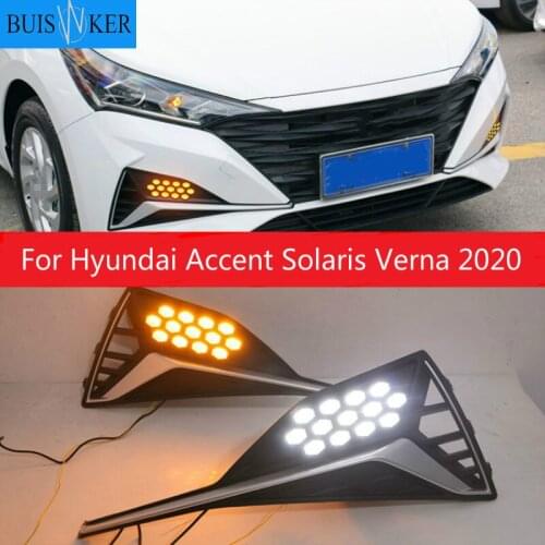 LED DRL Daytime Running Light Fog Lamp 12V Car Running Lights for Hyundai Accent Solaris Verna 2020