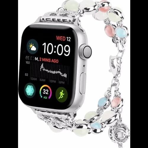 Luminous beads Handmade Elastic Stretch Beaded Women Girls Bracelet for Apple Watch SE Band Series 6 5 4 3 Strap 44mm 40mm 38mm