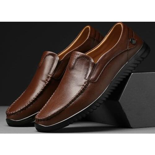 Tenis Masculino Men Leather Shoes Outdoor Casual Formal Business Fashion Black Retro Shoes Slip-On Mens Loafers Zapatos Hombre