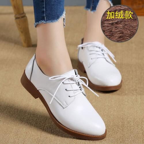 All-match Single Shoes Large Size Womens Shoes Frosted Leather Lace-up Tendon Bottom Leather Shoes Moccasins Casual Shoes