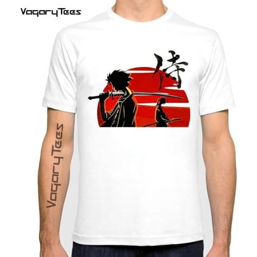 Vintage Samurai Champloo Samurai Sunset T-shirt Short Sleeves T Shirt Round Neck Casual Streetwear Japan anime Tee Tshirt