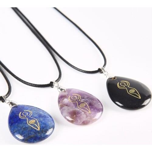 Yoga Meditation Humanoid Pendant Natural Chakra Crystals Stone Necklace Goddess Pendant Jewelry