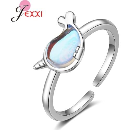 Multi Design 925 Sterling Silver Blue Stone Rings For Women Lovely Dolphin Open Rings Engagement Rings Jewelry Gift