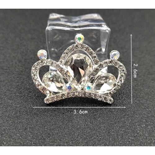 10Pcs Rhinestone Crown Embellishments Flatback Buttons Crowns Hair Bowknot Flower Wedding Decoration DIY Craft Supplies