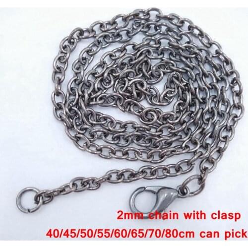 100pcs lot gunmetal black link cable chain necklace findings accessories 40/45/50/55/60/65/70/80cm can chosen CCN018