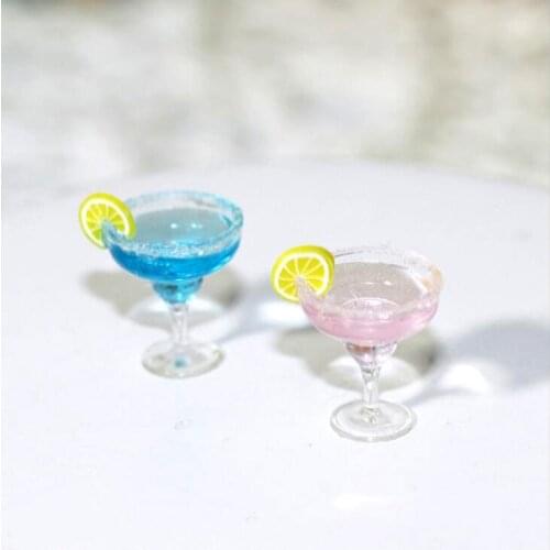 2pcs Dollhouse Miniature Drink Mini blue Cocktails Cup Model for blyth ob11 barbies Doll House Kitchen Restaurant Accessories