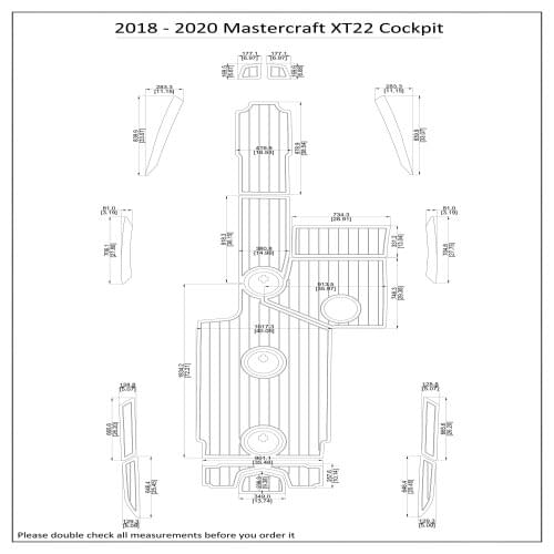 2018 - 2020 Mastercraft XT22 Cockpit Pad Boat EVA Teak Decking 1/4" 6mm
