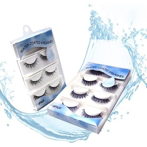 4 Pair Reusable False Eyelashes Water-Activated Self-Adhesive Eyelashes Without Glue Beauty Makeup Eyelash Extension 3d Lashes