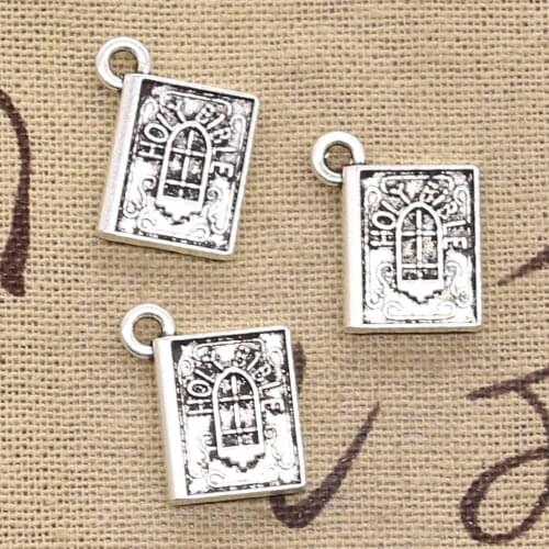 6pcs Charms Book Holy Bible 13x15mm Antique Pendant Fit Vintage Tibetan Silver Color DIY Handmade Jewelry