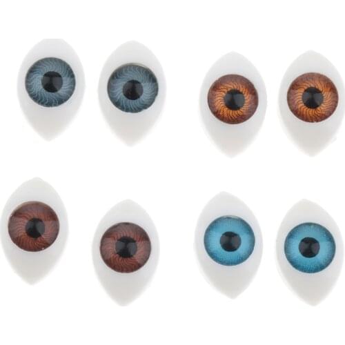 8 pcs 4 Color Oval Hollow Back Plastic Eyes For Doll Mask DIY 6mm