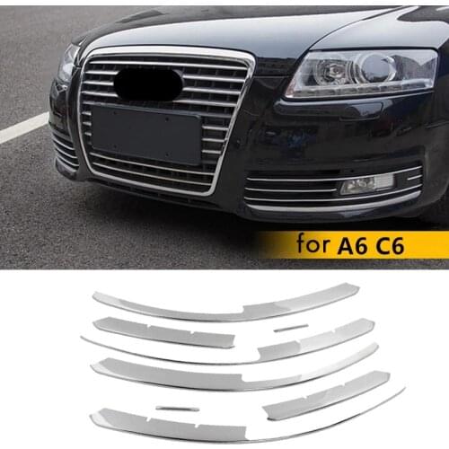 Car Front Fog Lamp Grille Cover Trim Strip Car Decorative for- A6 C6 2009-2011