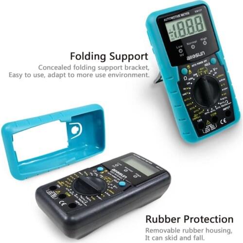 Allosun EM127 Automotive Multimeter Engine RPM Measurer Ignition system DC Volt Temp Frequency Diode Diagnosis Tester Tool