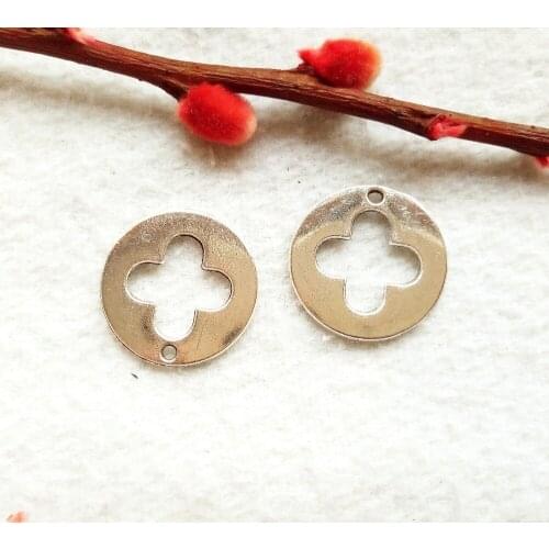 Free shipping 4pcs 24mm silver hollow four-leaf clover crossing round alloy jewelry accessories