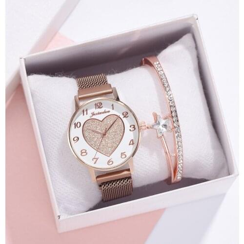 Women Watches Love Magnet Watch Buckle Fashion Casual Luxury Brand Female Wristwatch Roman Numeral Simple Bracelet