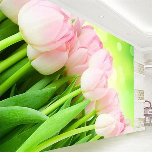 Flower Wallpaper for Home Custom Photo Wall Mural TV Room Furniture Tulips Embossed Wall Paper Environment Friendly Room Decor