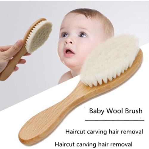 Baby Hair Brush Comb Baby Girls Boys Massager Natural Hairbrush Wooden Brush Plastic Massager Natural Wool Head Comb