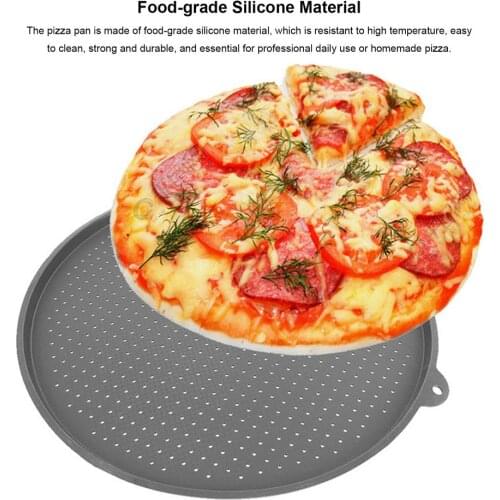 13inch Round Pizza Plate Pizza Pan Deep Dish Tray With Holes Silicone Perforated Non-Stick Tray Tool Baking Mould Pan Pattern
