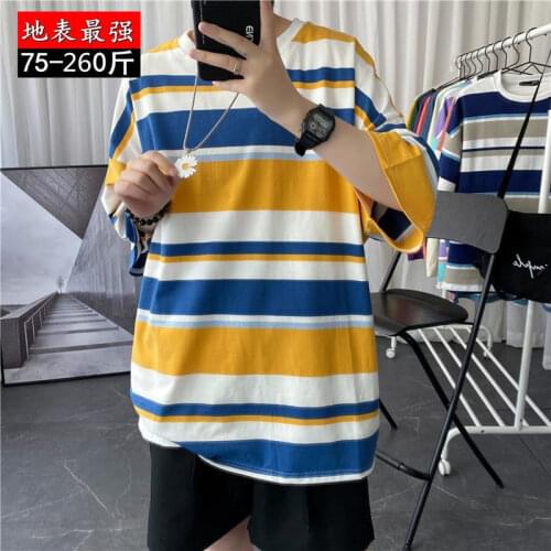 Large Size XXXXXL Mens T Shirt Striped Short Sleeve Round Neck Hip Pop Streetwear Harajuku Fashion Cool Male Shirts Couple Love