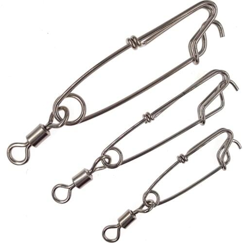 INFOF 10pcs Fishing Swivels Rolling Swivel with Open Eye Snap Long Line Clips Snap Bass Fishing Tackle Saltwater Fishing