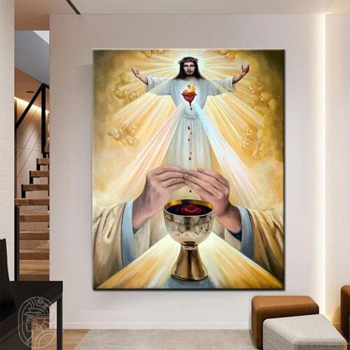 DIY Diamond Embroidery Religious Jesus with Hands &Cup full square Diamond Painting Cross Stitch Round Drill Mosaic Decor