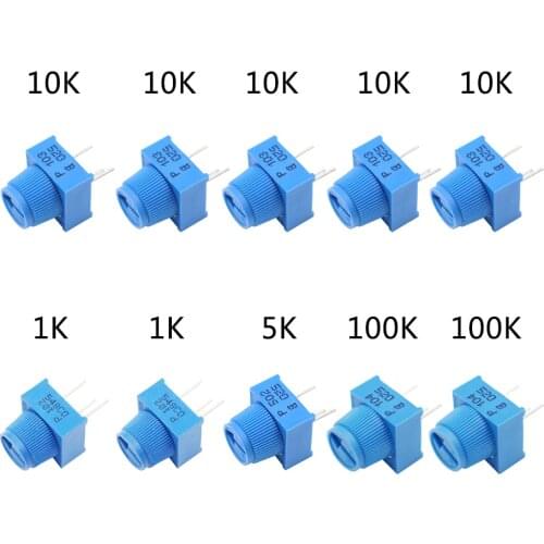 MCIGICM Potentiometer kit 1K 5K 100K 10K Ohm Breadboard Trim Potentiometer With Knob For Arduino