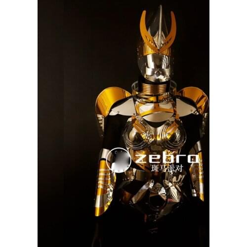 Future technology Golden armor nightclub gogo costume space warrior cosplay party costume