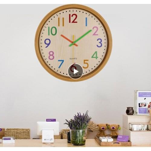 Creative Color Wall Clock Silent Kids Bedroom Decor Wall Clock Battery Operated Clock Room Bedroom Wall Decor Living Room