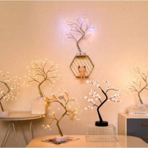 LED Night Light Mini Christmas Tree Copper Wire Garland Lamp For Home Kids Bedroom Decor Fairy Lights Luminary Holiday lighting