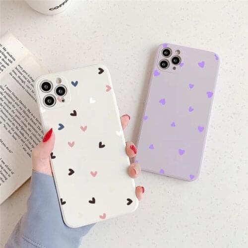 Love Heart Matte Soft Silicon Phone Coque for iPhone 11 12 Mini Pro XS MAX 8 7 6 6S Plus X 5S SE 2020 XR For iPhone SE 2020 Caso