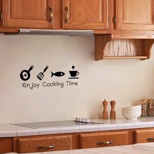 Cartoon enjoy cooking time kitchen Wall Sticker PVC Living room Kitchen Background home decoration Mural Art Decals stickers