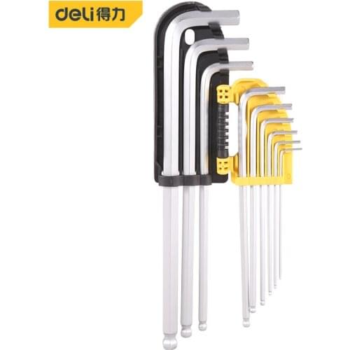 Deli Long Arm Ball Wrench Set End Hex Key Allen Wrench Set Universal Spanner Metric Cr-V With Bicycle Repair Hand Tool Set