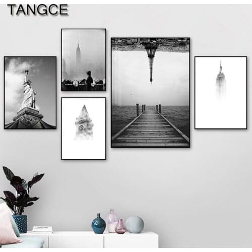 Nordic Black White Gray Wall Art Combination Posters and Prints Abstract Canvas Painting Fashion Wall Pictures for Living Room
