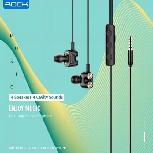 ROCK 3.5mm In Ear Stereo Earphones Immersive Headset For iPhone 12 Pro iPad Samsung S21 Xiaomi Luxury Earbuds With Mic Wired