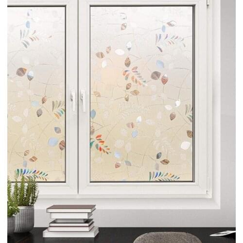 Leaf Pattern Window Film Static Cling Heat Control Opaque Rainbow Effection Reusable Drop-Shipping Glass Film For Home Office