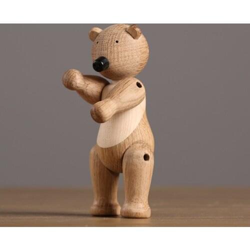 Denmarks original woodcarving Miss Rabbit, and Mr Bear model decoration originality, black walnut wood puppet decor