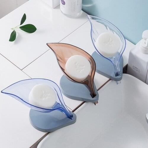 Leaves Soap Box Washing Sponge Tray Drain Box Hole-Free Suction Box Plastic Kitchen Bathroom Soap Storage Shelf