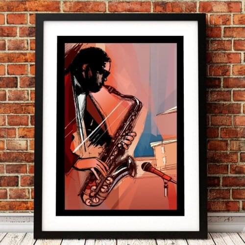 Saxophone Player Prints Music Poster Room Wall Art Home Decor Hand Painted Canvas Painting Picture Musician Gift idea