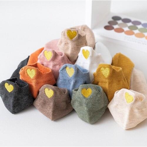 Q Fashion Socks Woman 2020 New Spring 3 Pairs Ankle Girls Cotton Color Novelty Women Fashion Cute Heart Casual Funny Sock Autumn