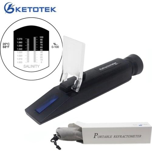 0-100% Salinity Refractometer Aquarium ATC Refractometer 1.000-1.070SG Salinity Seawater Tester Salinometer For Aquarium