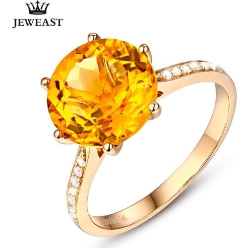 SLFD Natural Citrine 18K Pure Gold 2020 New Hot Selling Top Ring Women Heart Shape Ring For Ladies Woman Genuine Jewelry