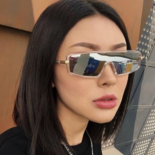 Small Cat Eye Sunglasses Men Women Rectangle One Pieces Mirror Gradient Lens Luxury Designer Eyewear UV400 Sun Glasses Shades