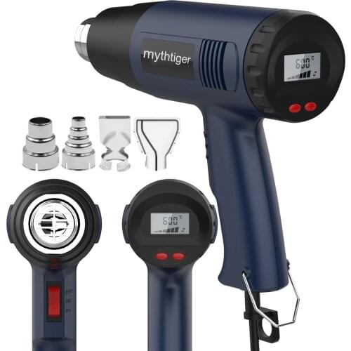 Heat Gun 2000W LCD Display 100-600D Heavy Duty Hot Air Gun Kit Variable Temperature Control for Crafts Shrinking PVC Stripping